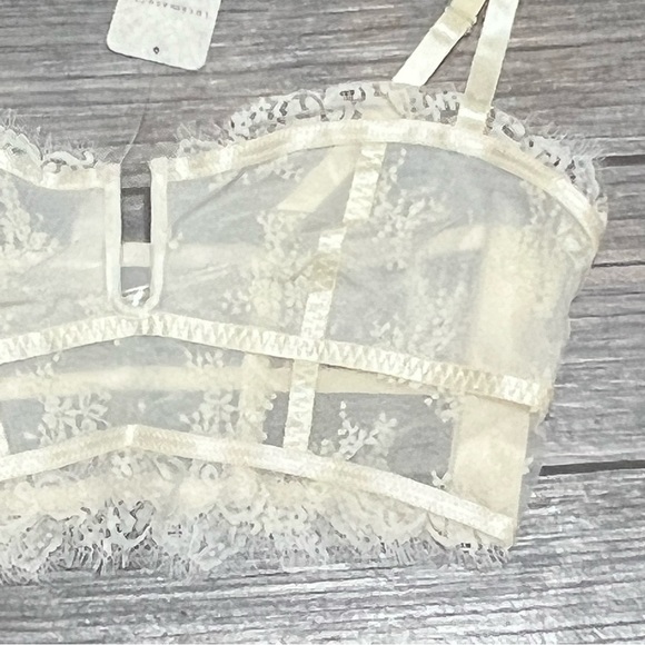 NWT Free People Bra XS S Layer in Lace Bustier Ivory Longline Corset Side Hook - Picture 10 of 12